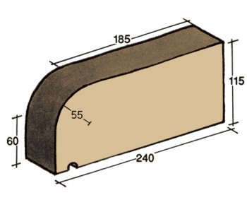 F-01, window sill capping tile, rounded on one side